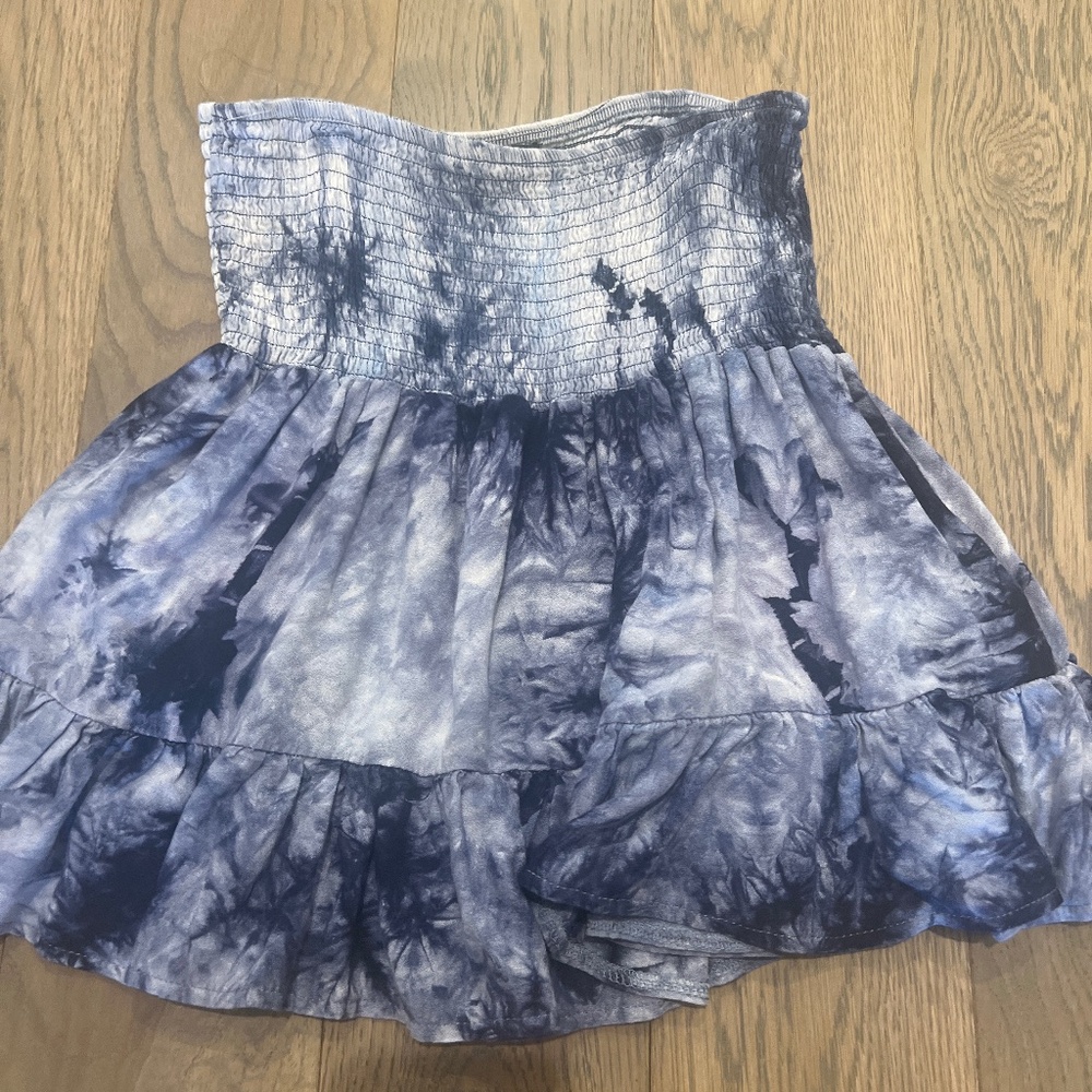 blue tie dye mini skirt
